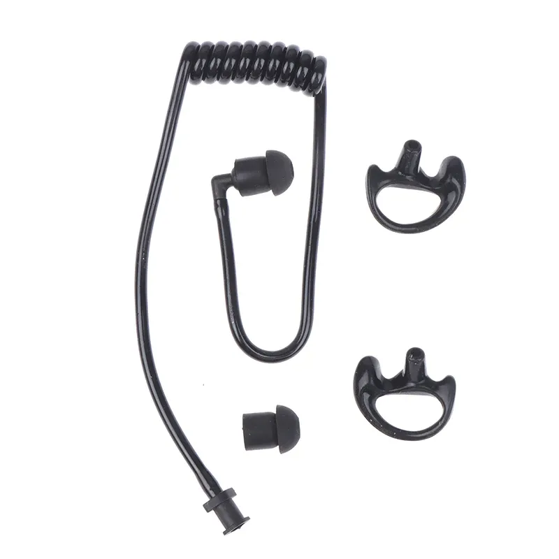 Remplacement de tube à air à ressort noir Walkie talkie talkie talkie talon talle acoustic tube tube oreille plag de gardien pour le casque radio-écouteur