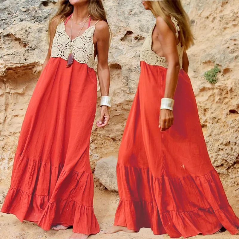 linen fabric dress design Linen Maxi Dress with Pockets main image 1