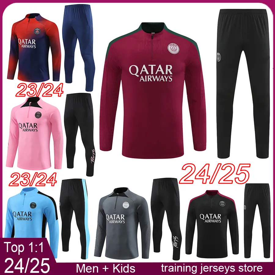 PSGes nouveau survêtement de football 2024 2025 Paris survêtement de football pour hommes MBAPPE kit d'entraînement pour hommes HAKIMI kits de football pour enfants 23 24 25 chandal futbol survetement pied tuta