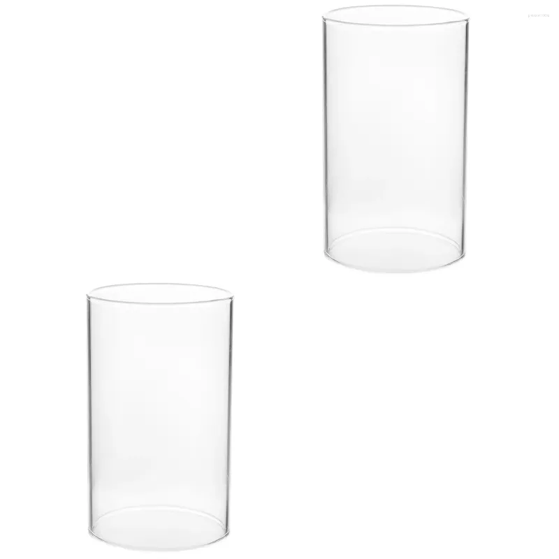 Candle Holders 2pcs Glass Cover Candleholder Tube Shade Open Flame Cylinder