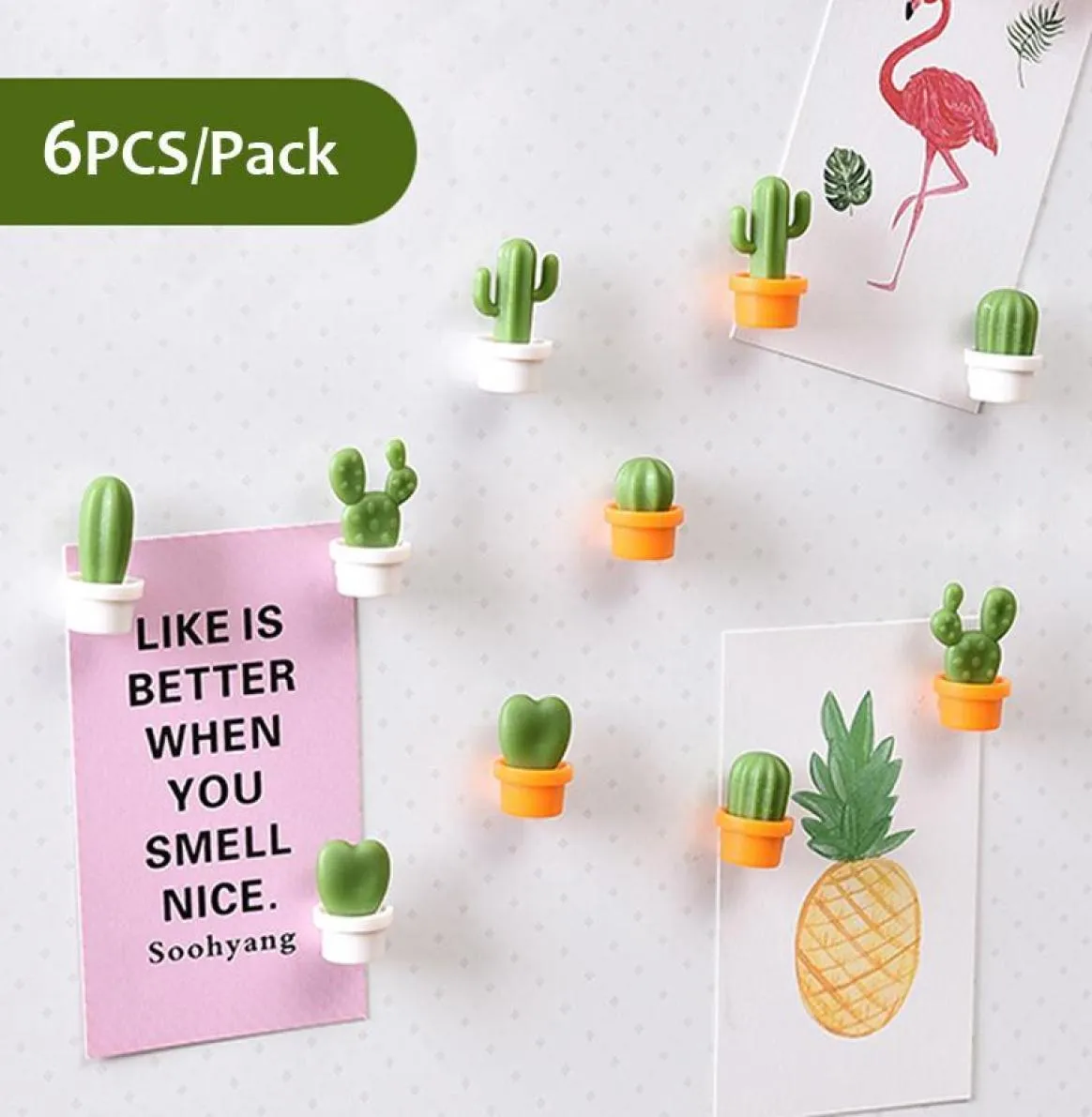 6PCSPack Cactus Koelkastmagneet Leuke Vetplant Magneet Koelkast Bericht Sticker Home Decoration13463196