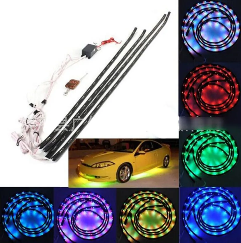 7 cores led rgb tira sob o carro auto brilho underbody sistema luz de néon flash tira lâmpada kit interior flexível com controle remoto 9483958