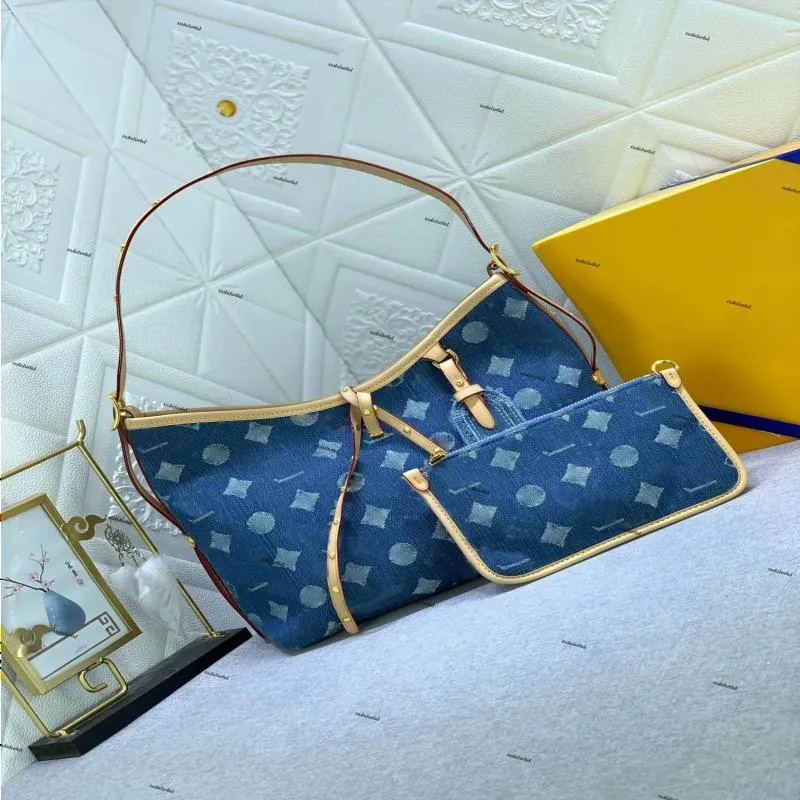 Blue Denim Flowers Designer Handbags محافظ حقيبة تسوق كبيرة السعة المحفظة حقيبة الكتف الفاخرة Yayoi Kusama حقيبة يد 2 قطعة TOT