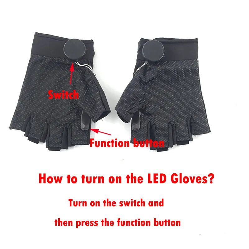 Cores de alta grau 6 disponíveis 1Pair (2pcs) Luvas luminosas LED LUVAS LUVAS LUVAS GLOW GLOW GLOWLOWS STAGE Show adereços