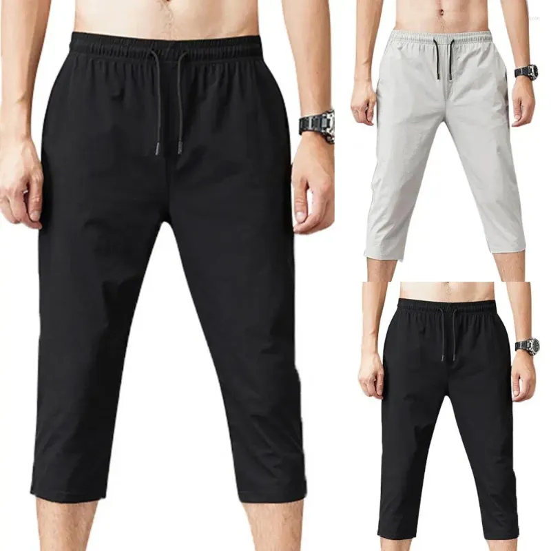 Męskie spodnie 2024 Letni moda mężczyźni długie szorty Fit Fit Slim Elastic Sports Nylon 3/4 długość spodnie Pantelones Hombre Jogger