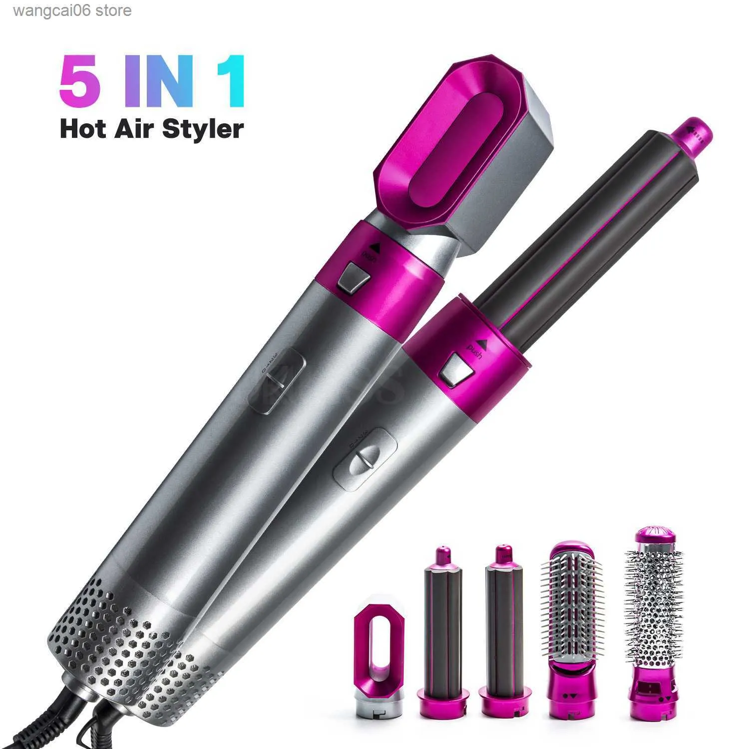 Hair Curlers Straighteners New multifunctional five in one hot air comb automatic curling rod curler hair suction air electric hair dryer T240402