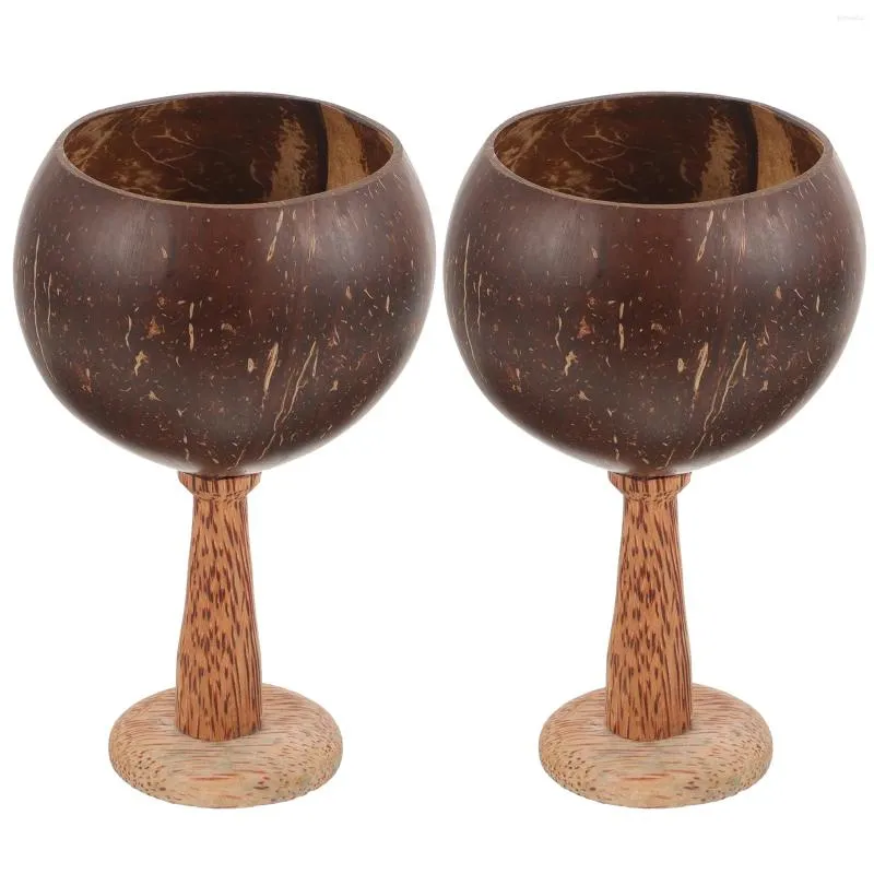 Verres à vin 2 pièces, décor rétro, conteneur de tasse en noix de coco, Mini gobelet décoratif, coquille Vintage, support de tasse pour Banquet