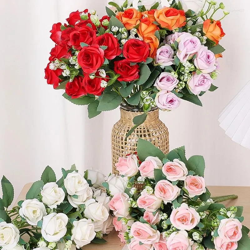 Fleurs décoratives 30cm Rose artificielle 10 têtes faux pour bricolage mariage Bouquets de saint-valentin fête décor à la maison décoration de jardin