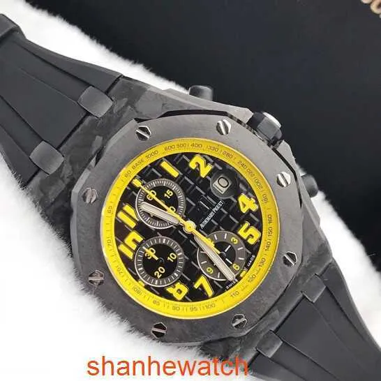 Famoso relógio de pulso AP Royal Oak Offshore Series 42mm Máquinas Automáticas 26176FO Forjado Carbono Bumblebee Relógio Esportivo Masculino