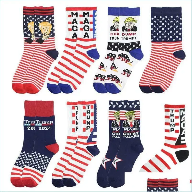 Party Favor Trump 2024 Chaussettes Make America Again Bas pour Adts Femmes Hommes Coton Sports Drop Livraison Maison Jardin Fournitures de fête CPA4616 0402