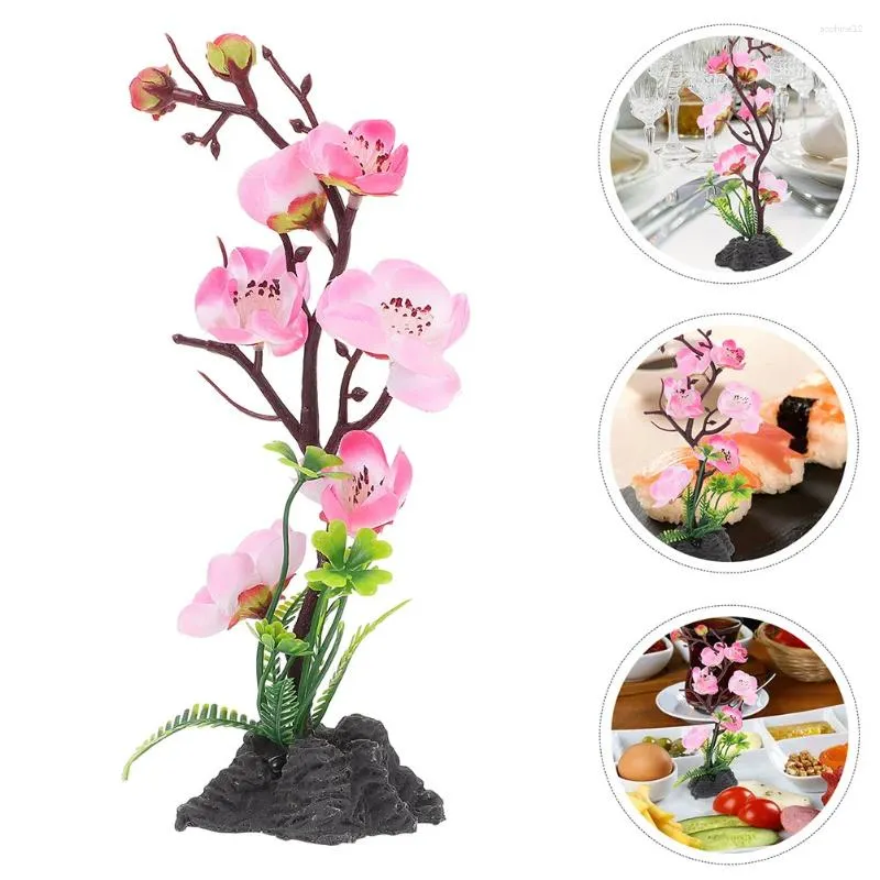 Dekorative Blumen, 2 Stück, japanische Vorspeisen, kaltes Sashimi-Tablett, Dekoration, Ornamente, Sushi-Teller, künstliche Blumen aus Kunststoff