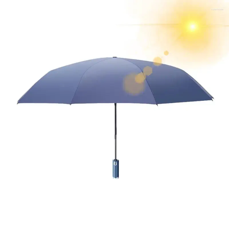 Guarda-chuvas à prova de vento dobrável guarda-chuva portátil proteção UV reflexivo com alça LED para dia ensolarado chuvoso suprimentos domésticos