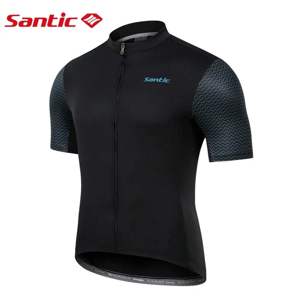 Define Men Santic Men Cycling Jersey Summer Summer Manga curta MTB Bike Camisetas Full Zipper Breathable Road Bicycle Clothing Tamanho asiático