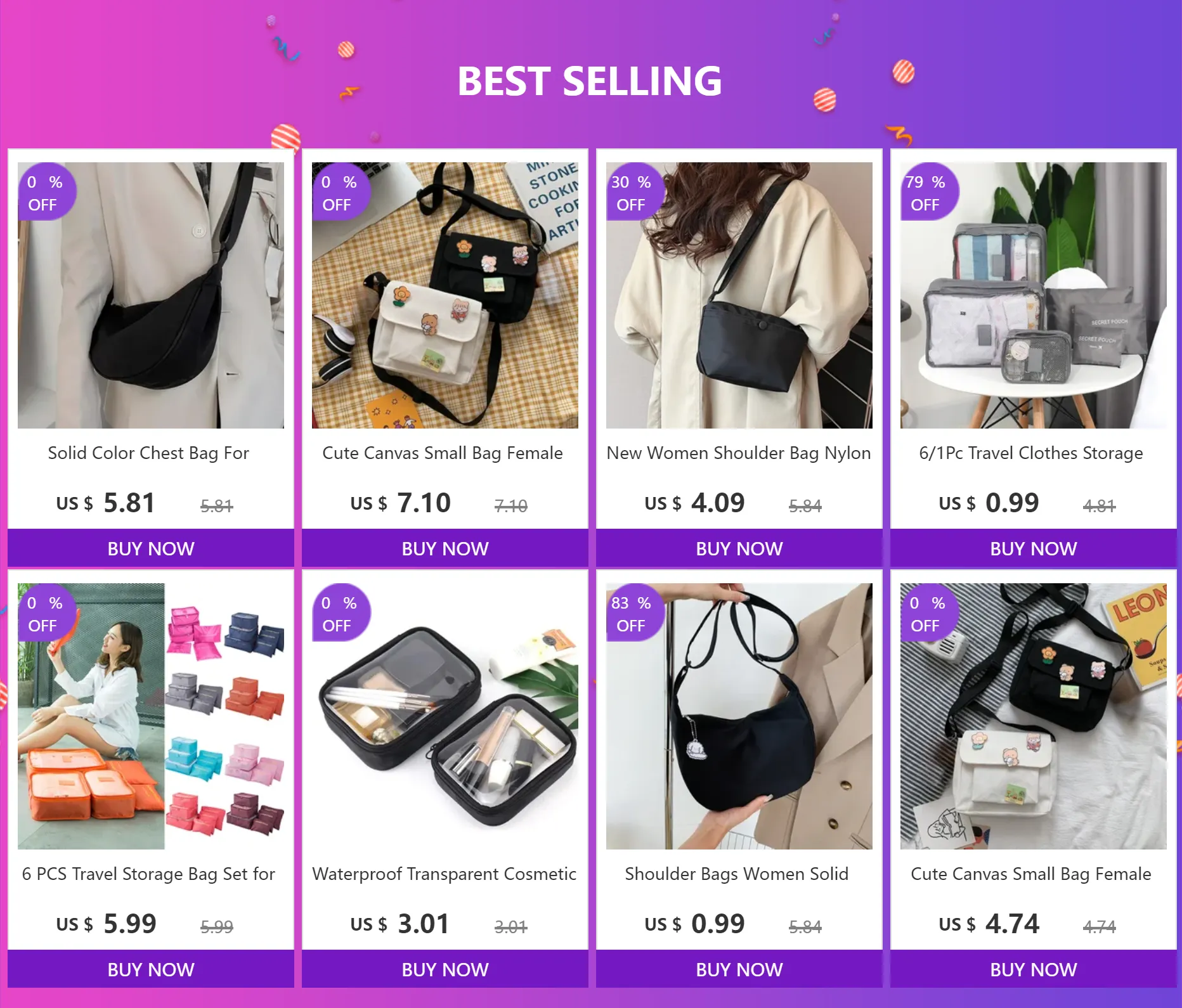 Multiple Bags Cross Body Bag for Women Adjustable Strap Lightweight Handbag with ...