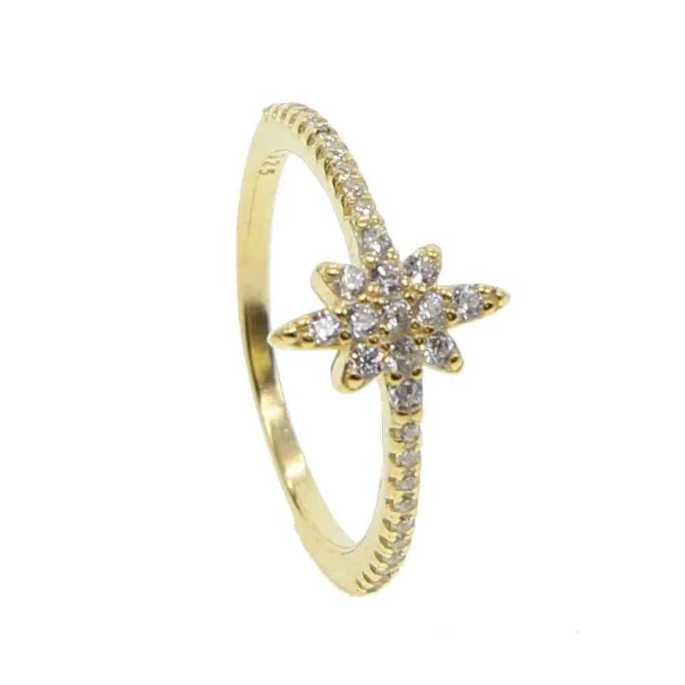 Band Rings 100% 925 Sterling Silver Women Jewelry AAA+ Cubic Zirconia Cute Star Silver Rings For Girls Gold Color Delicate Ring 2024 New Q240402