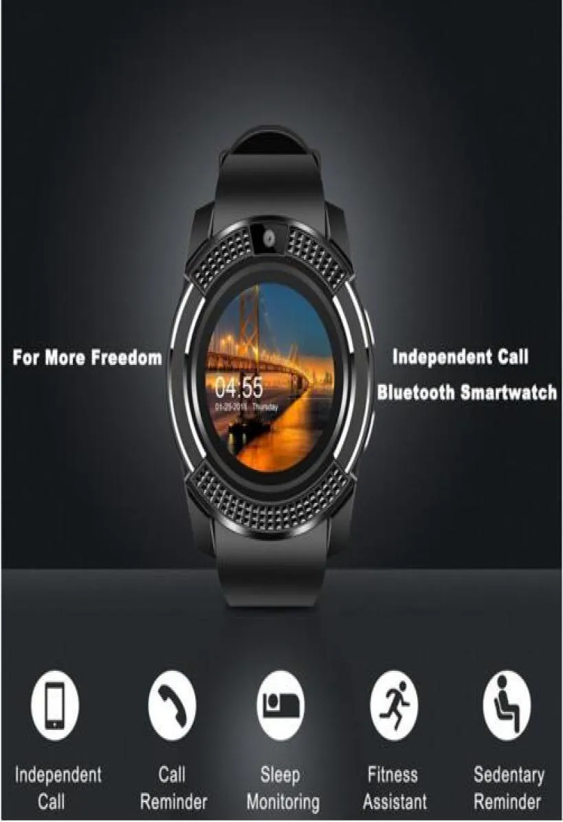 V8 Smart Watch Bluetooth Watches Android med DZ09 GT08 Smartwatch för Apple Smartwatch för iOS Android med Camera8493544