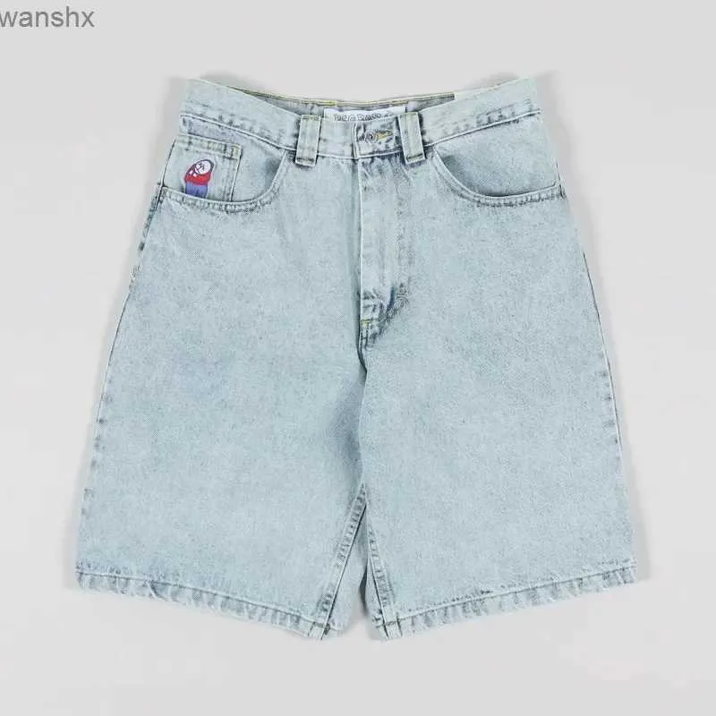 Shorts masculinos moda americana coringa verão denim shorts homens y2k nova rua popular retro punk calças casuais neutro reto solto jeansl2404