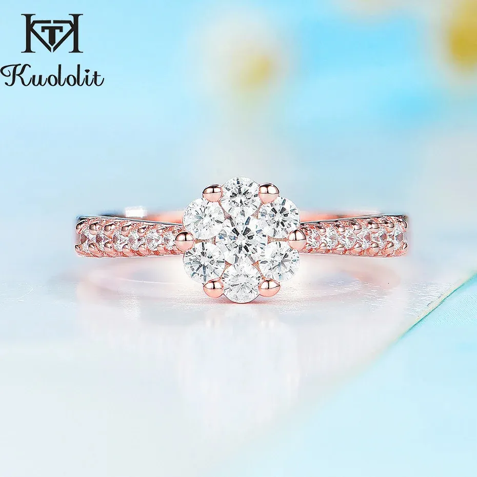 Kuololit 9K Rose Gouden Ring voor Vrouwen Sterling 925 Zilveren Solitaire Trouwring Verlovingsgeschenken 240402