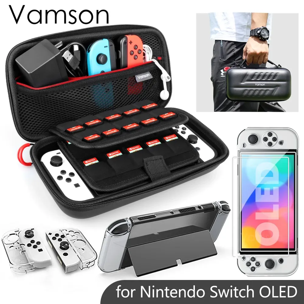 أكياس فامسون مقاوم للماء العلبة PU لـ Nintendo Switch OLED OLED Travel Cover Cover Storage Carry Kit Kit