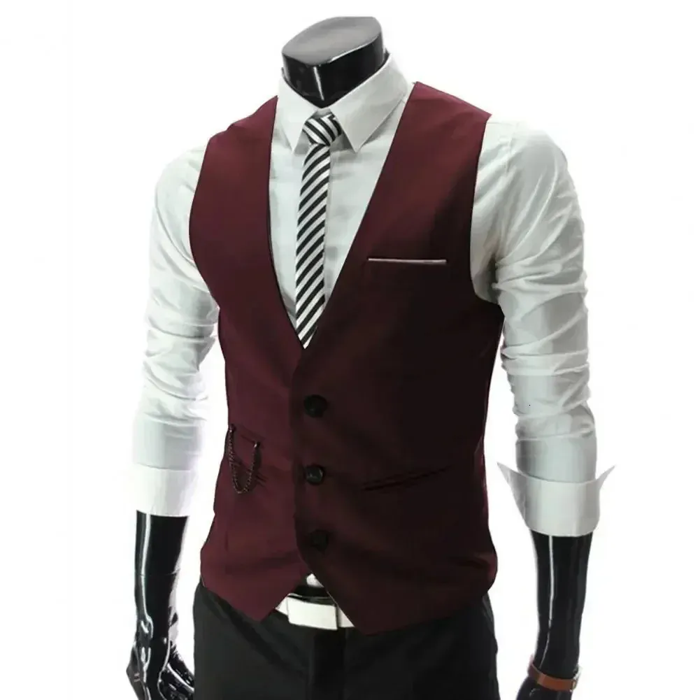 Gilets marron mariage costume décontracté hommes simple boutonnage homme gilet affaires M5XL gilet 240326