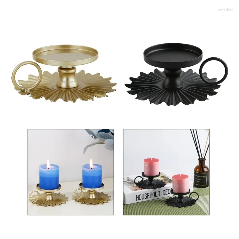 Candle Holders 2pcs Wrought Iron Taper Holder Fan Shaped Candlestick Stand Desktop Ornaments For Wedding Dinner Party Decoration