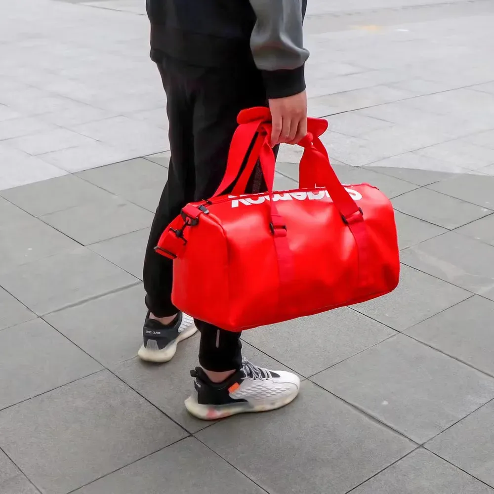 Copri RED Black Street Trend Borse in pelle PU Borse per le spalle fitness scarpa grande capacità di travel