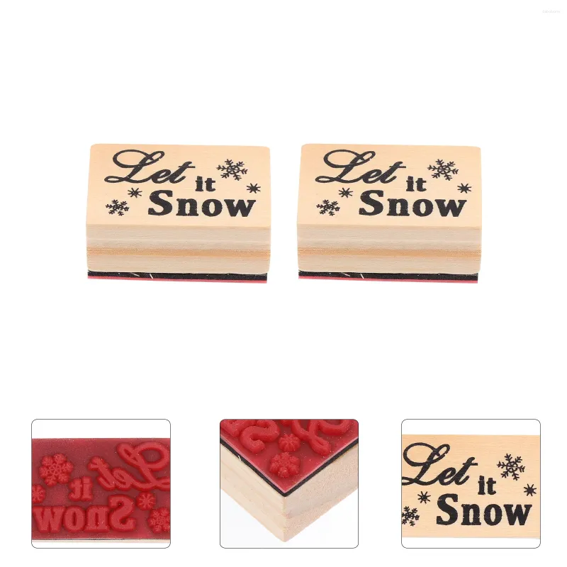 Storage Bottles 2 Pcs Christmas Snowflake Stamp Toys For Kids Scrapbook Seal Delicate Wood Children Stamper