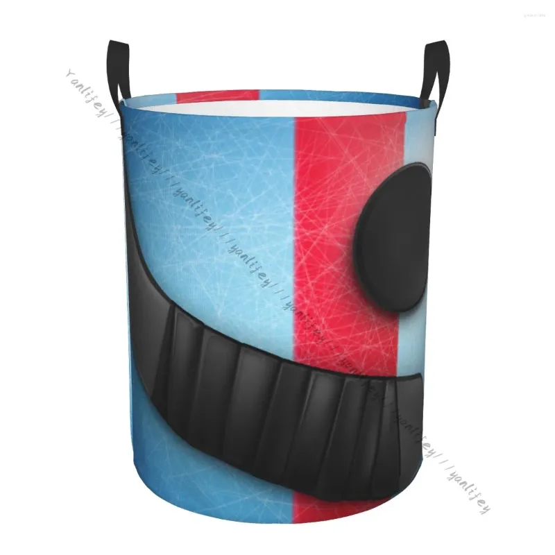 Laundry Bags Bathroom Basket Hockey Black Stick Puck Ice Foldable Hamper Clothes Organizer