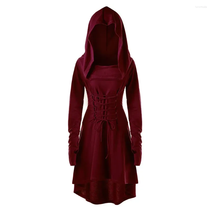 Robes décontractées disfraz de cosplay médiéval vintage para mujer victoriano manches longues bnadage slim slim hample halloween gothic