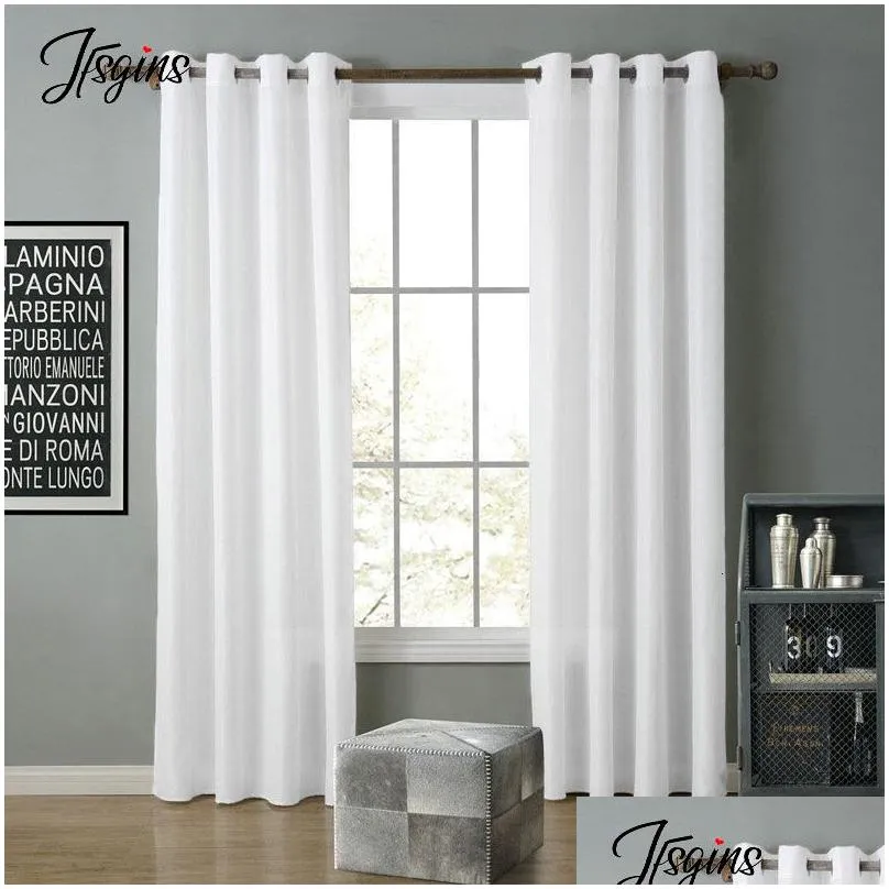 Sheer Curtains Modern White Blackout For Living Room Blinds Windows Curtain Balcony Doorway Hall Drape Elegant Long Tende Cortinas D Dhr71