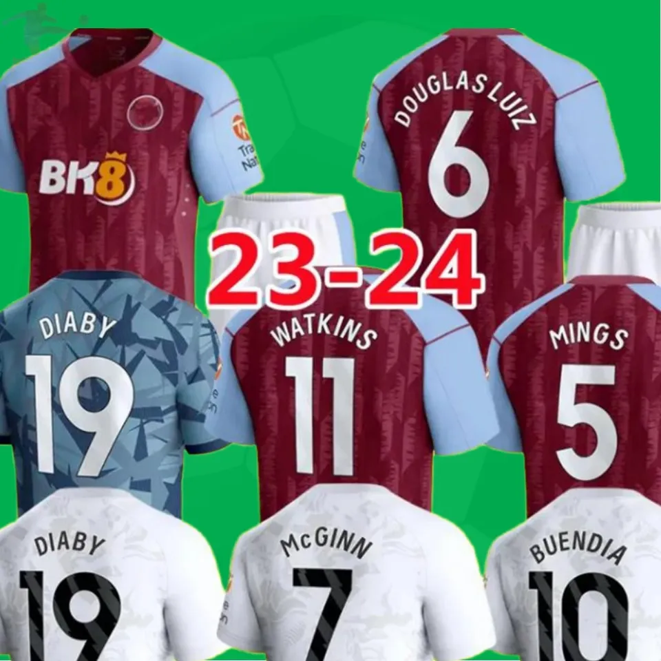 23 24 BUENDIA Futebol Jerseys Kids Kit Home Away Terceiro 2023 2024 Camisa de Futebol Fãs MINGS Aston Villas McGINN WATKINS BAILEY KAMARA DOUGLAS LUIZ