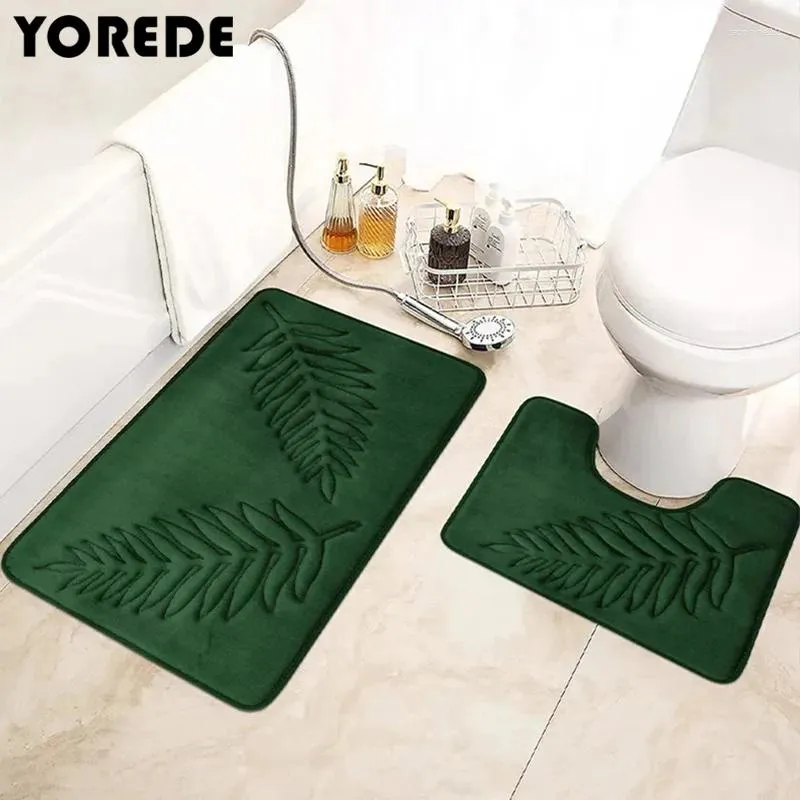 Bath Mats YOREDE Memory Foam Bathroom Floor Mat Absorbent Anti-Slip For Home Door Entry Carpet WC Toilet Accessories Set