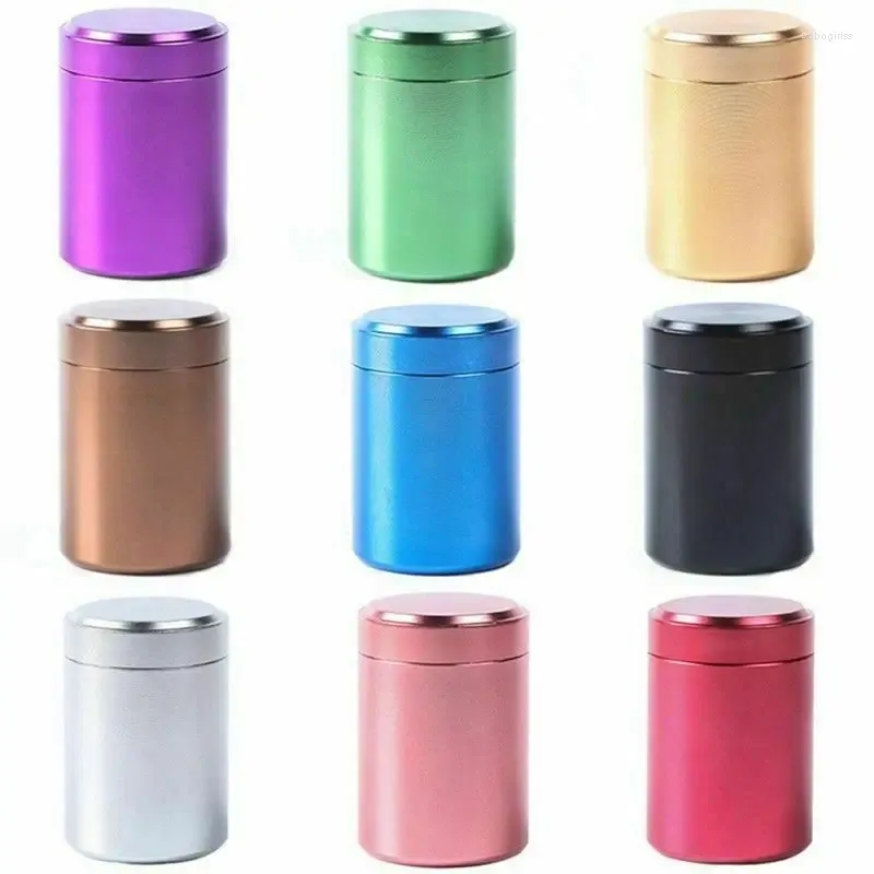 Bouteilles de stockage 9 couleurs en métal en aluminium, petit caddie à thé de voyage scellé, conteneur hermétique anti-odeur, pot de rangement