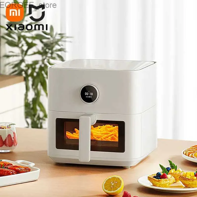 Air Fryers Mi Jia Intellent Air Fring Pot 5.5L Visual Edition 1500 Вт 24-часовой ЖК-дисплей для долгосрочного удержания для кухонной посуды Y240402