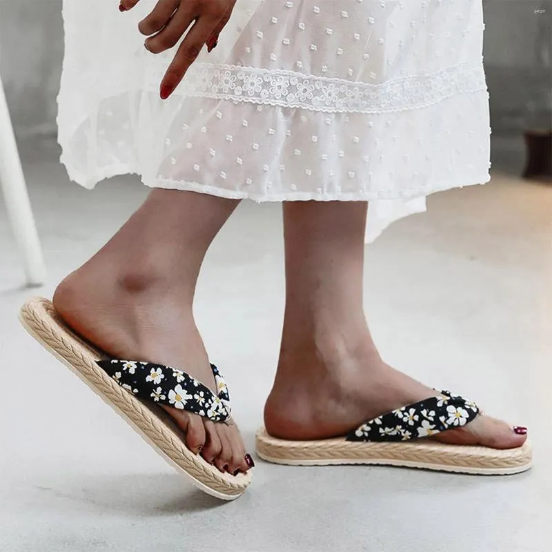 Slippers With Flip Women's Summer Cloth Daisy Rubber Flops Spring Plastic And Bottom Flat Casual Womens Warm