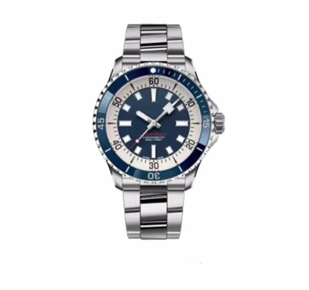 Top AAA عالي الجودة bretiling Men's Watch Super Ocean Avenger Series Automatic Mechanical Men's Watch Blue Rubber Belt Men يشاهد ساعات المعصم المصمم الياقوت