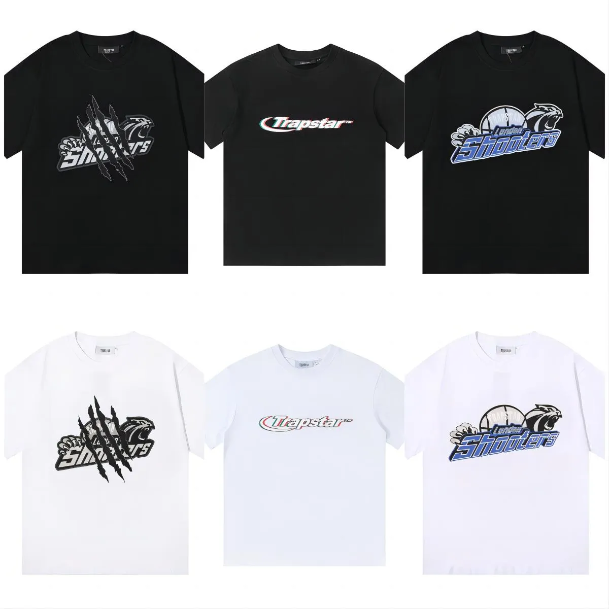 T-shirts pour hommes Trapstar Survêtements Designer Lettre de broderie Luxe Couleur arc-en-ciel Noir Blanc Gris Sports d'été Mode Cordon de coton Top manches Taille S-XL AB