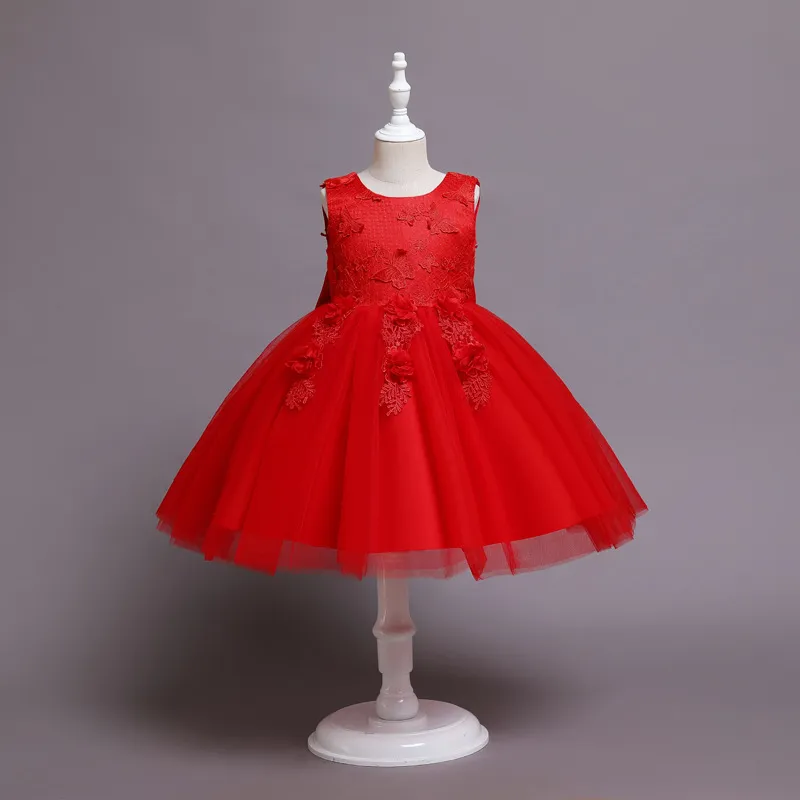 Adorabile bianco rosa rosso champagne gioiello Abiti da compleanno/festa per ragazze Abiti da spettacolo per ragazze Abiti da cerimonia per ragazze Gonne per tutti i giorni Abbigliamento per bambini SZ 2-10 D401134