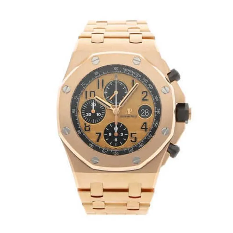 Лучшие мужчины смотрят Abbey Abbey Abbey APF Epic Royals Oaks Offshore Fignature Gold Mens Watch 26470OR.OO.1000OR.01BZB3