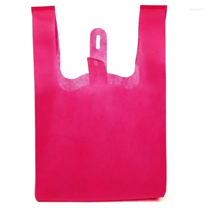 Emballage cadeau Sac à provisions réutilisable couleur bonbon sacs en tissu non tissé pliant pour cadeau/chaussures/épicerie de Noël en gros