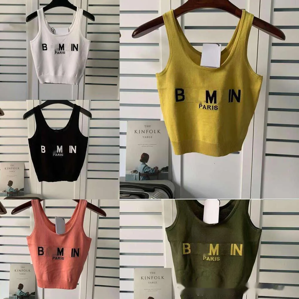 Mode-Nischenmarke Baba Neues Frühlings-Sommer-Strick-Designer-Tanktop für Damen, Luxus-Jacquard-Buchstabe mit U-Ausschnitt, kurze Weste, Croptop-Outfit