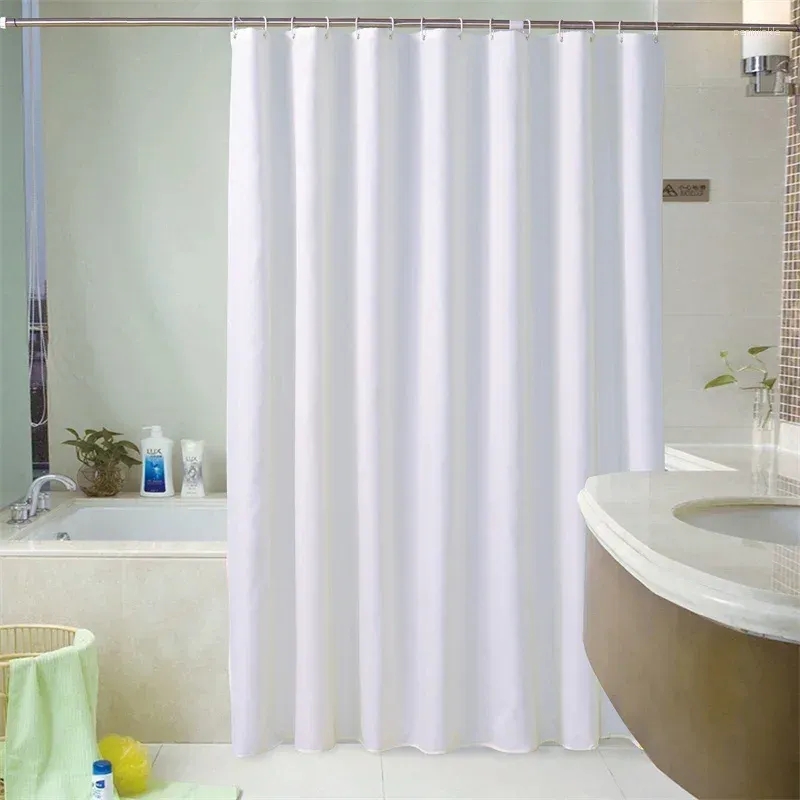 Rideaux de douche couleurs de salle de bain massive blanc simple de haute qualité imperméable confortable pour salle de bain avec crochets en plastique