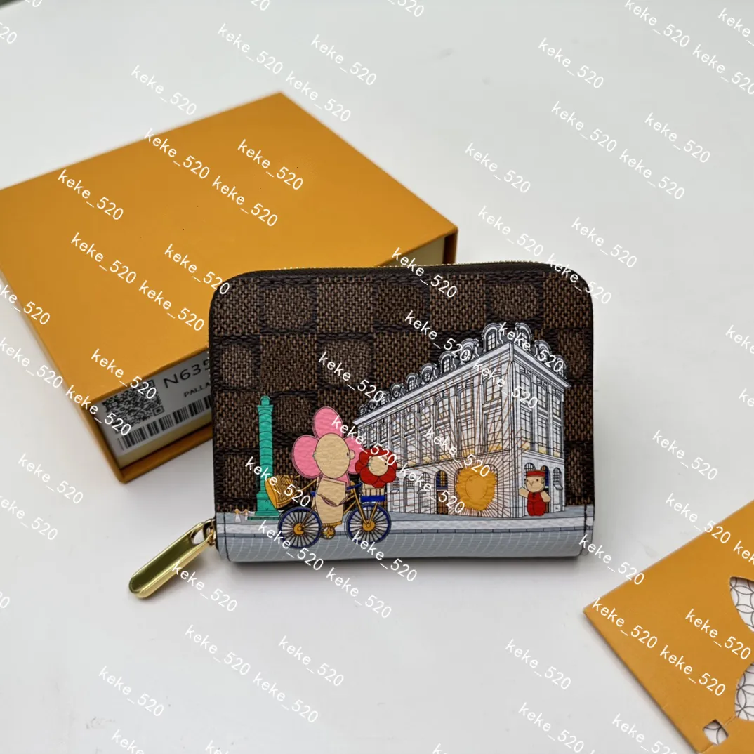 Unisex moda swobodna designer luksusowa moneta moneta torebka pionowa portfela karty kredytowej Kluczowa woreczka górna jakość lustra n63552