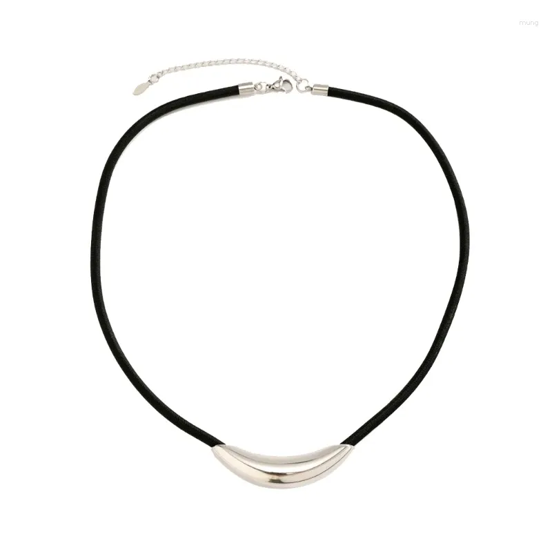 Pendant Necklaces Adjustable Elastic Rope Choker Curved Tube For Daily Wear