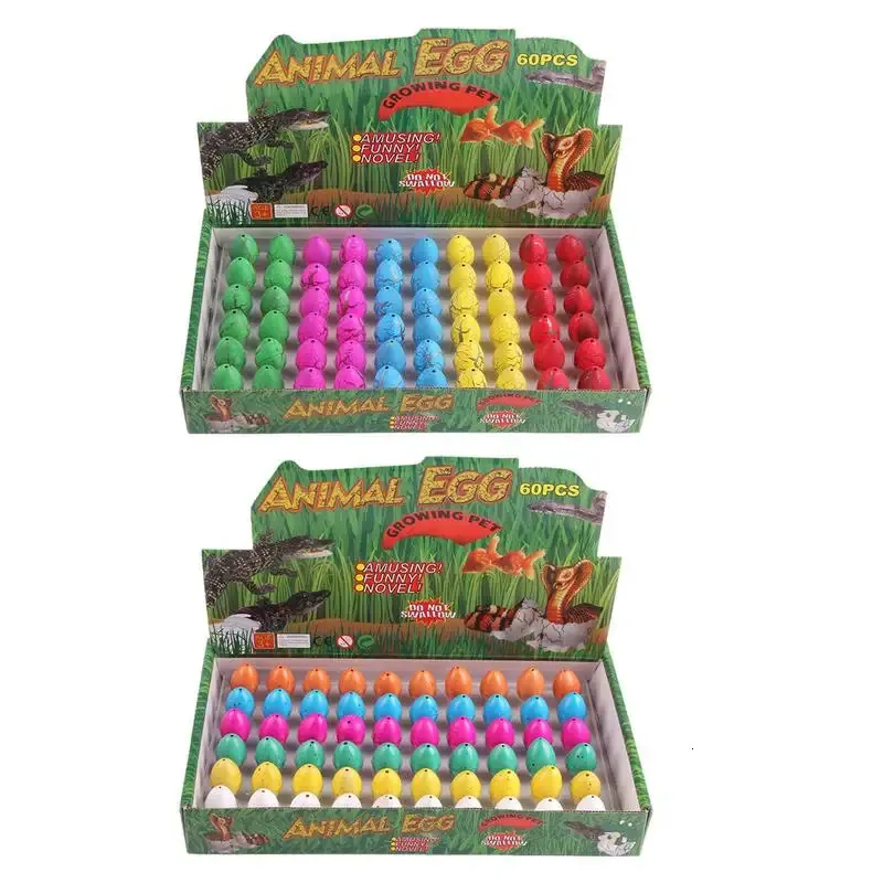 60PCS Easter Theme Hatching Dinosaur Eggs Science Kits Dino Egg Toys Grow In Water Hatch Egg Crack Assorted Color Dinosaur eggs 240322