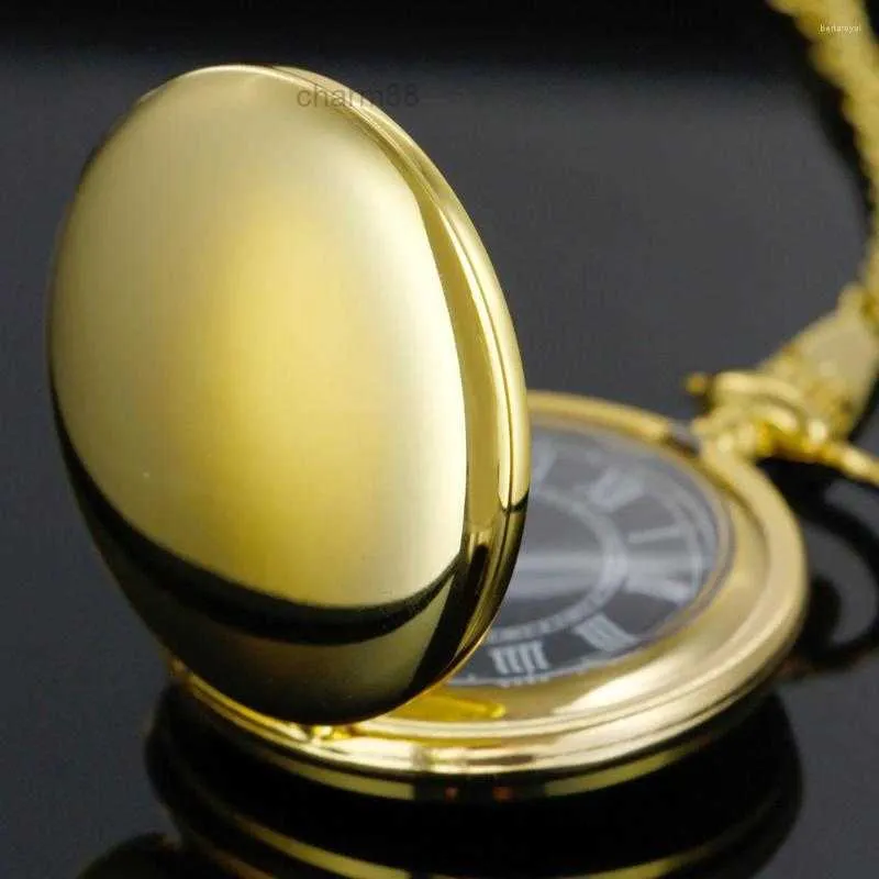 Pocket Watches Gold Smooth Simple Black Digital Display Quartz Watch Vintage Exquisite Chain Armband Halsband Mens och Womens Gift