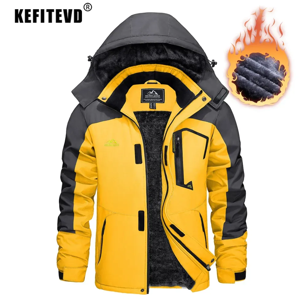 ブーツkefitevdメンズウィンタースキージャケット防水暖かい厚いフリースハイキングジャケットレインコートスノージャケットコートウィンドブレイカーマンパーカ