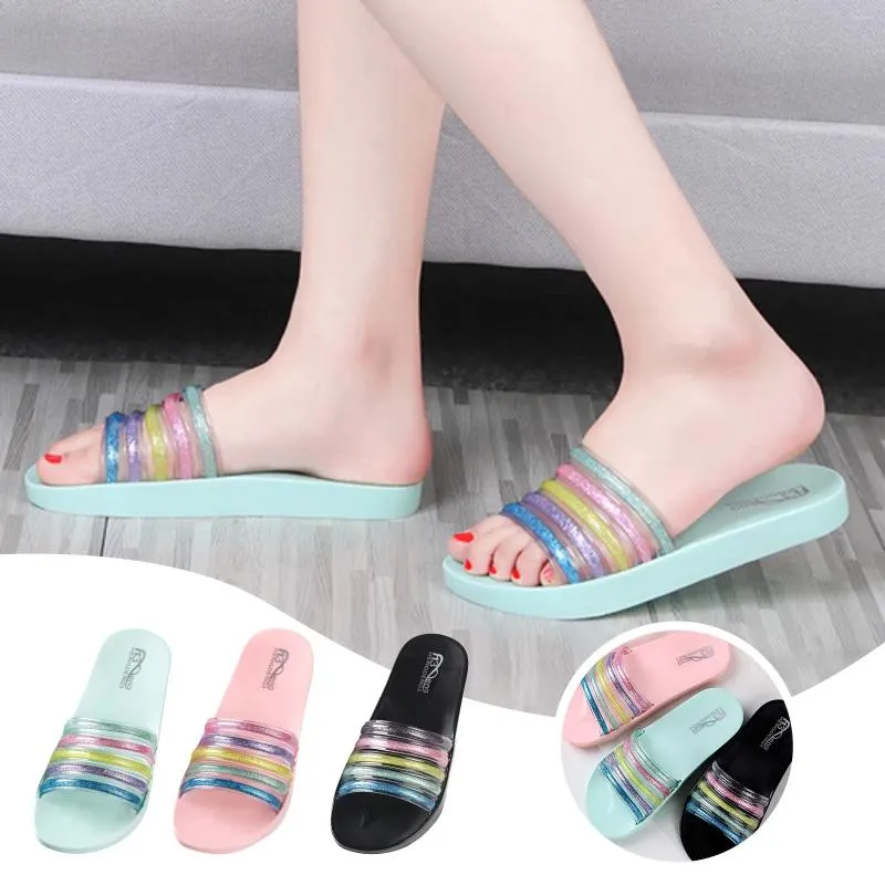 Chinelos personalizados mulheres banheiro flip flops praia slides sandálias pvc antiderrapante colorido arco-íris personalizado