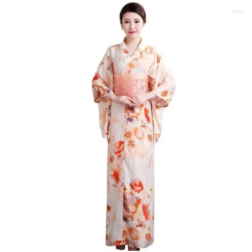 Abbigliamento etnico Kimono tradizionale giapponese Abito lungo Donna Yukata Costume Cosplay Asia Abito Drop Delivery Apparel Dh1Tw