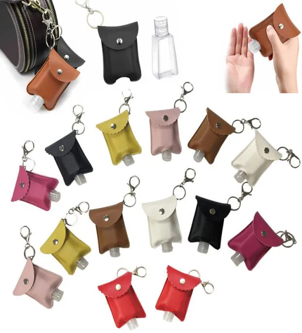 Outdoor Portable PU Leather Case Travel Hand Sanitizer Bottle Holder Refillerbara återanvändbara tomma flaskor och nyckelringshållare AC12536075